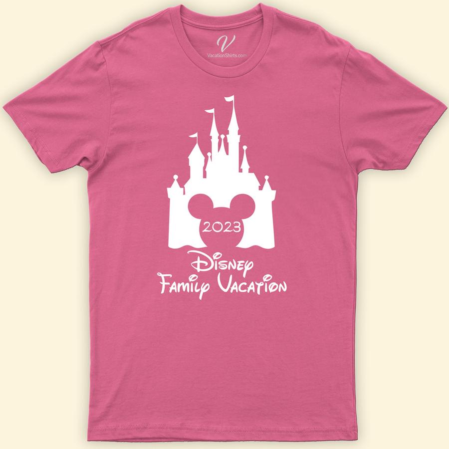 Mickey's Disney Family Vacation Castle Shirt Disney Vacation Shirts Embark on a magical journey with Mickey's Disney Family Vacation Castle Shirt from VacationShirts.com! Perfect for group memories, this custom Disney family top features iconic Mickey Mouse and the enchanting Disney Castle. Personalize for your clan and match in style with our exclusive Disney trip clothing. Make every moment unforgettable!