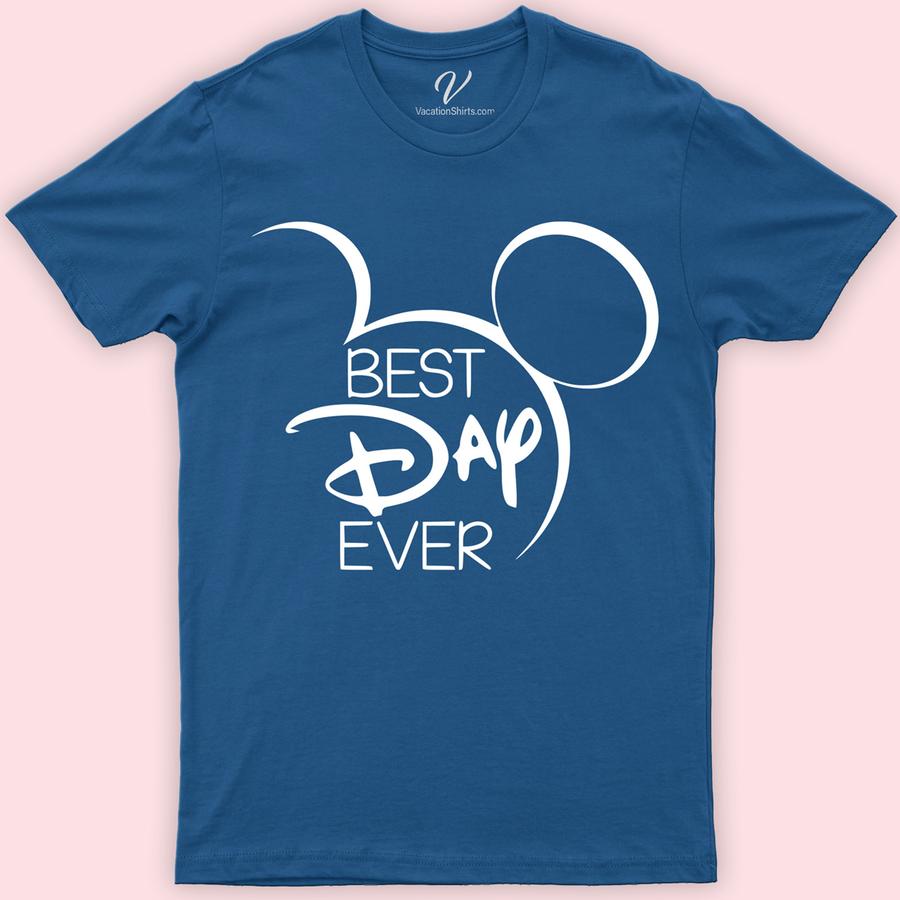 Best Day Ever Shirt Disney Vacation Shirts Experience the magic with our Best Day Ever Shirt from VacationShirts.com! Perfect for Disney vacations, this customizable tee lets your family match in style. Celebrate in comfort with our theme park-friendly apparel, featuring a vibrant Happy Day graphic. Personalize for any occasion, ensuring your day out is filled with positive vibes.