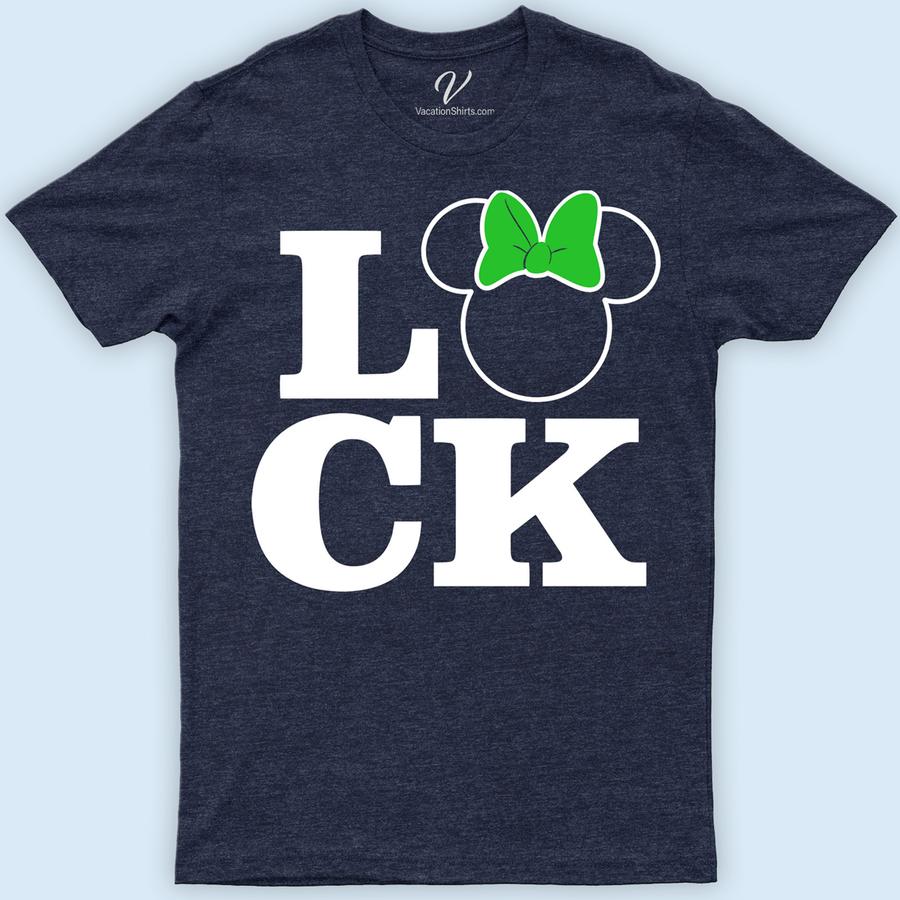 Disney Minnie Luck Shirt Disney Vacation Shirts Celebrate St. Patrick's Day in magical style with our Disney Minnie Luck Shirt! Featuring Minnie Mouse adorned in festive green, this lucky charm shirt is perfect for Disney family matching. Embrace the holiday spirit with this Minnie clover design, ideal for theme park adventures or as joyful Disney holiday wear.