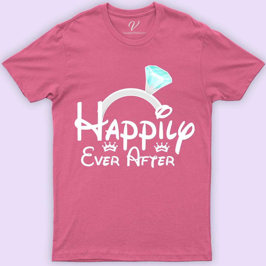 Happily Ever After Disney Shirt Disney Vacation Shirts Celebrate love with our "Happily Ever After" Disney Shirt from VacationShirts.com. Perfect for Disney couples, this enchanting tee captures your fairy tale moment, whether it's your wedding, honeymoon, or a magical day at the theme parks. Customize for the whole family and wear your Disney love story proudly.