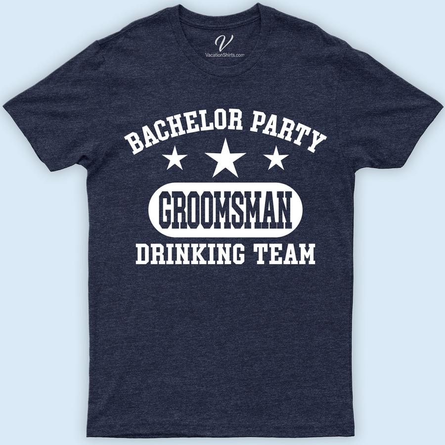 Drinking Team Groomsman Wedding Shirt Wedding Vacation Shirts Elevate your bachelor party with our Drinking Team Groomsman Wedding Shirt from VacationShirts.com! Perfect for the groom squad, these funny, personalized groomsman gifts feature custom options for a unique touch. Ideal for matching wedding party attire, they're the ultimate proposal shirts. Celebrate in style with our best man beer tees!