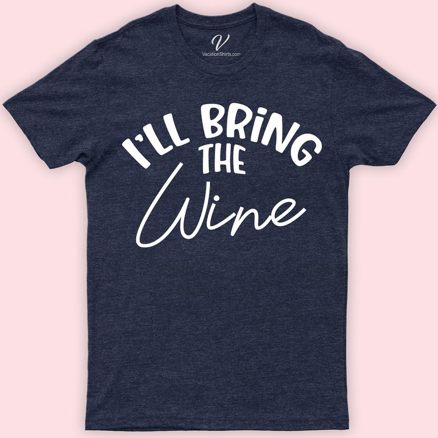 I'll Bring the Wine Wedding Shirt Wedding Vacation Shirts Toast to love with our 'I'll Bring the Wine' Wedding Shirt! Perfect for wine-themed weddings, bachelorette parties, or bridal squads, this custom wine wedding tee adds a fun twist. Whether it's a wedding wine tasting or a wine lover's celebration, our bride squad wine shirts promise laughter and memorable moments. Cheers!