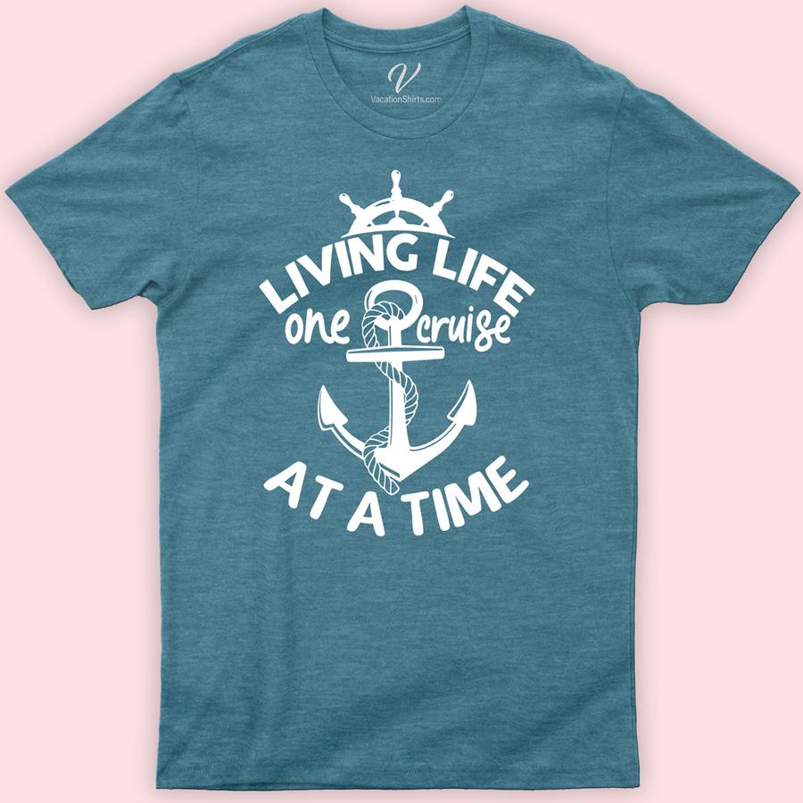 Cruise-Loving 'Living Life' Vacation Tee Classic Cruise Vacation Shirts Set sail in style with our 'Living Life' Vacation Tee from VacationShirts.com. Perfect for cruise enthusiasts, this nautical-themed apparel blends comfort with cruise wear chic. Ideal for families, it's your go-to for tropical vacations, beach holidays, and ocean voyages. Embrace cruise life fashion and make every sailing trip unforgettable.