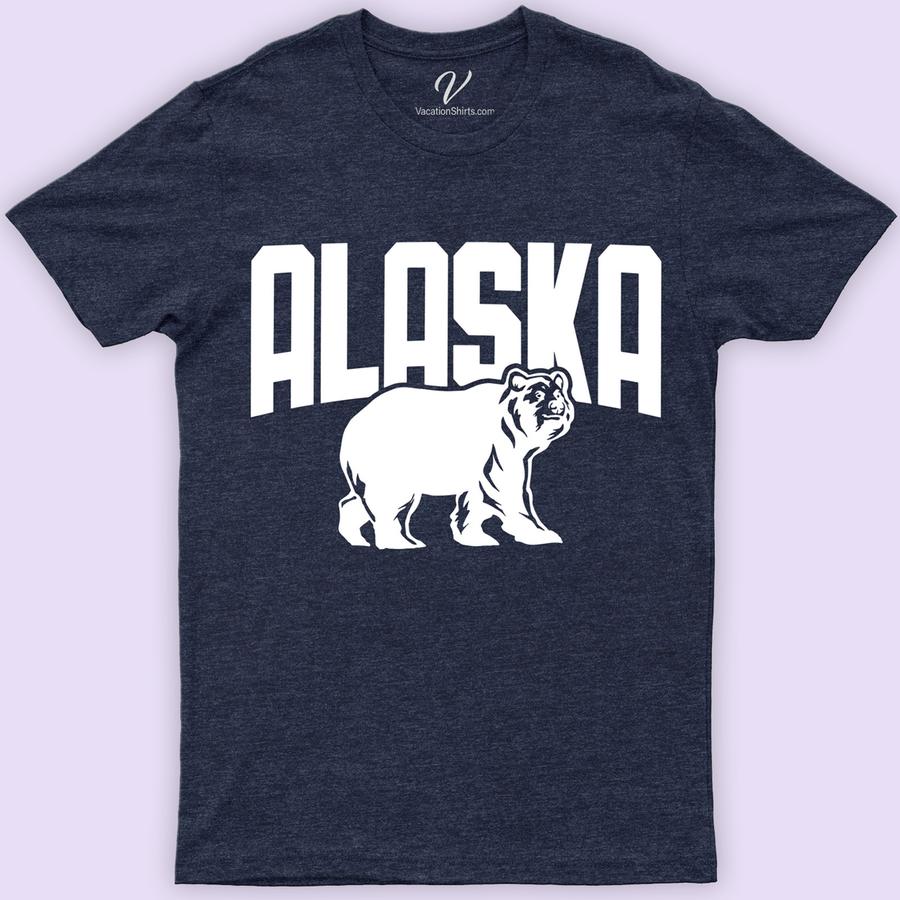 Alaska Bear Bold Tee Alaska Vacation Shirts Discover the wild with our Alaska Bear Bold Tee from VacationShirts.com. This eco-friendly bear apparel features a striking bear print, inspired by Alaska's majestic wildlife. Perfect for outdoor adventures or showcasing your love for nature, this hiking graphic tee combines comfort with a passion for animals. Embrace the wilderness today!