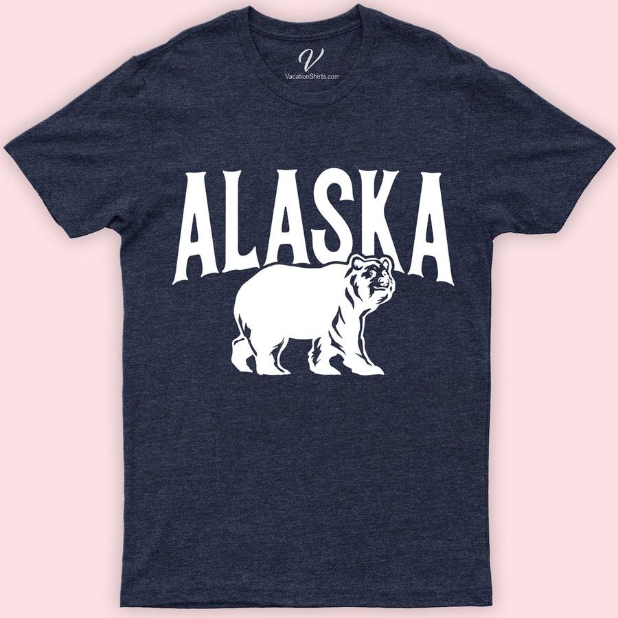 Alaska Bear Calligraphy Outline Tee Alaska Vacation Shirts Discover the wild with our Alaska Bear Calligraphy Outline Tee. Perfect for outdoor enthusiasts, this eco-friendly bear tee blends art and nature, featuring a unique bear outline in stunning calligraphy. Ideal for hiking, camping, or any adventure, it's a must-have piece of nature-inspired clothing for any wildlife lover.