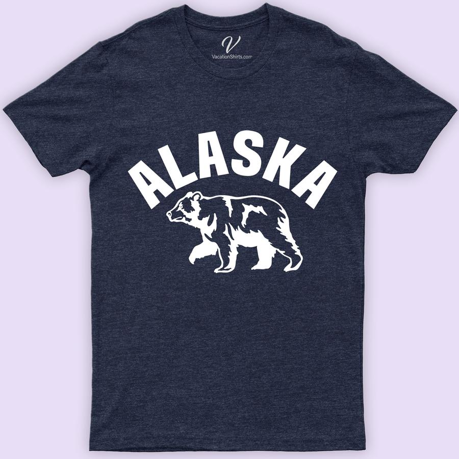 Alaska Bear Walking Tee Alaska Vacation Shirts Discover the wild with our Alaska Bear Walking Tee from VacationShirts.com. Featuring an eye-catching bear print, this T-shirt embodies the spirit of Alaskan wildlife. Perfect for outdoor adventures or as a unique Alaska souvenir, our nature-inspired, wilderness-themed clothing merges comfort with the thrill of hiking and wildlife.