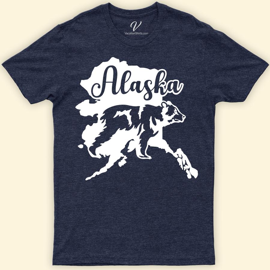 Alaska Calligraphy Bear State Tee Alaska Vacation Shirts Discover the essence of the wild with our Alaska Calligraphy Bear State Tee. Featuring an exquisite Alaskan bear calligraphy design, this shirt blends Alaska-themed clothing with nature-inspired wear. Perfect for outdoor adventurers, it's a must-have addition to your Alaska wildlife t-shirts collection. Embrace your love for nature in style!