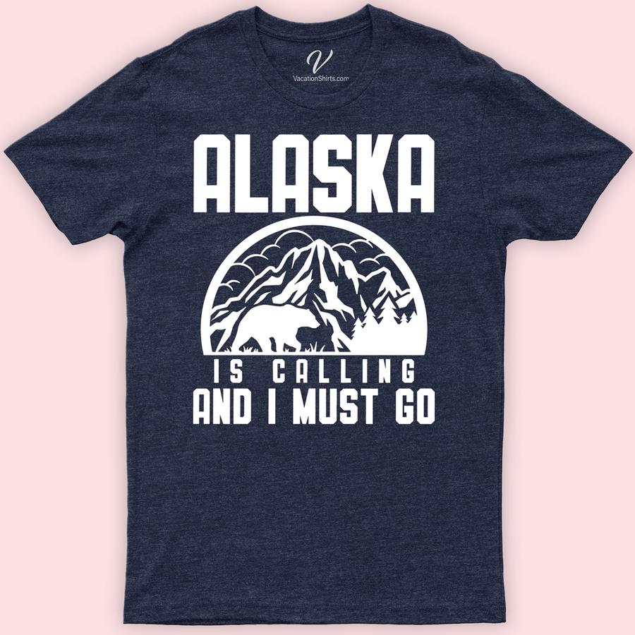 Alaska Is Calling And I Must Go Nature Tee Alaska Vacation Shirts Embrace the wild with our Alaska Is Calling And I Must Go Nature Tee. Perfect for nature lovers and adventurers, this eco-friendly outdoor wear features stunning Alaska wildlife and wilderness graphics. Ideal for hiking or as a memorable Alaska vacation souvenir, it's a must-have in your explore Alaska clothing collection.