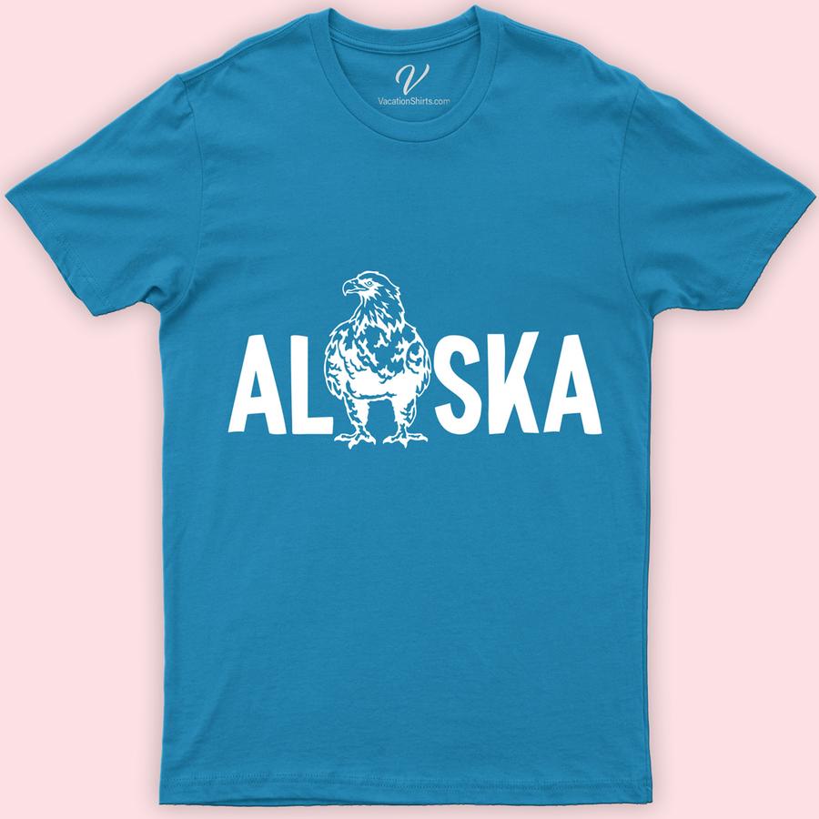 Alaska Bald Eagle Font Tee Alaska Vacation Shirts Discover the wild spirit of Alaska with our Bald Eagle Font Tee! Featuring a stunning eagle print, this T-shirt from VacationShirts.com embodies the essence of Alaskan wildlife. Perfect for outdoor adventures, bird watching, or showing your support for conservation, it's a must-have for any nature lover or American eagle enthusiast.