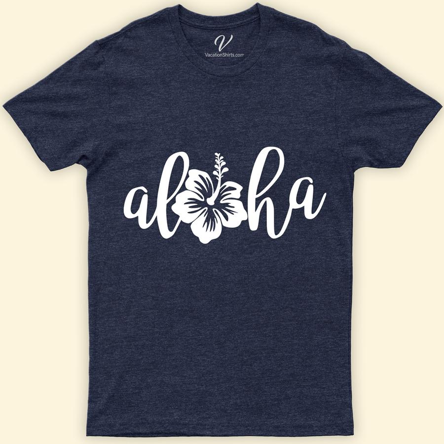 Aloha Calligraphy Hibiscus Hawaii Tee Hawaii Vacation Shirts Embrace the Aloha spirit with our Hibiscus Hawaii Tee from VacationShirts.com. Featuring elegant calligraphy and vibrant hibiscus prints, this Hawaiian Aloha Wear embodies beach style and tropical allure. Perfect for any island adventure, our Tropical Flower T-Shirt is your go-to for authentic Hawaiian Islands fashion. Dive into Aloha spirit fashion today!