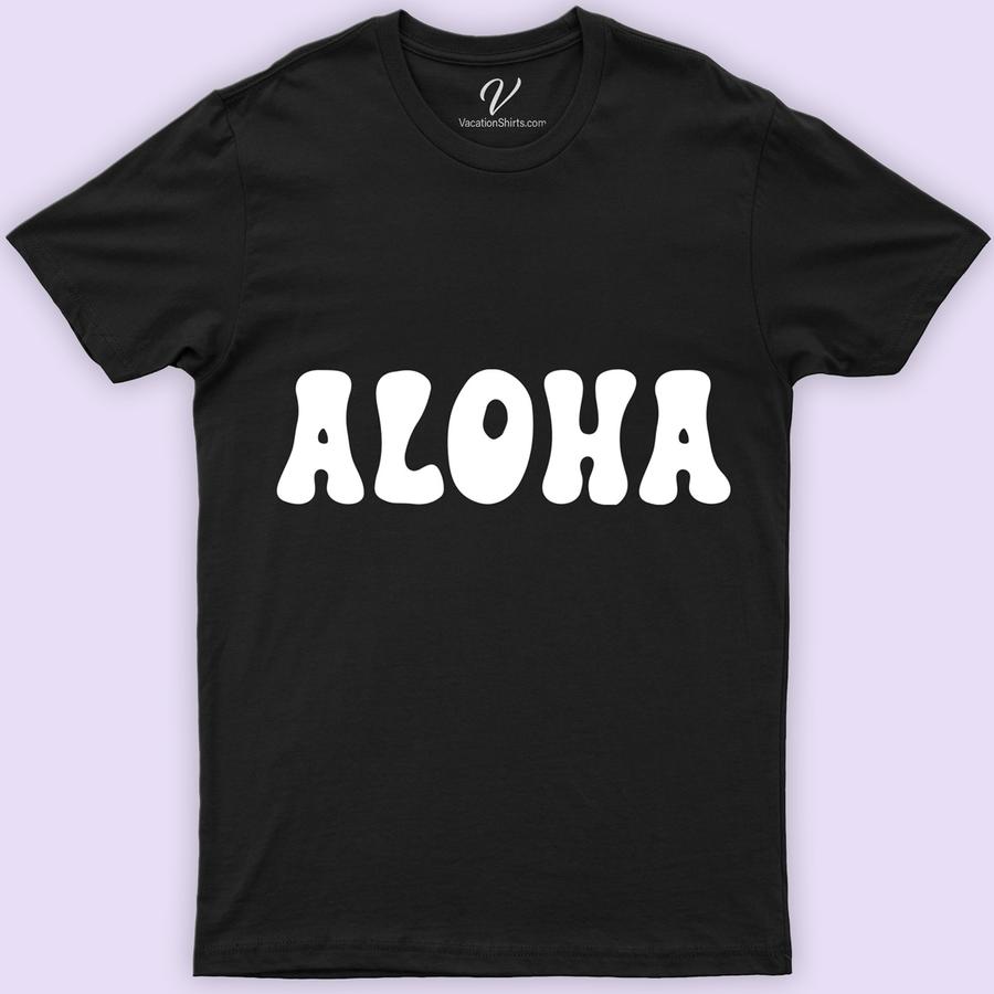 Aloha Hawaii Calligraphy Groovy Tee Hawaii Vacation Shirts Embrace the Aloha spirit with our Aloha Hawaii Calligraphy Groovy Tee! This vintage-inspired, tropical calligraphy top from VacationShirts.com features a unique retro Hawaii tee design, blending island calligraphy clothing charm with beach style. Perfect for those who love Hawaiian Aloha apparel, it's a must-have for your groovy Hawaii t-shirt collection.