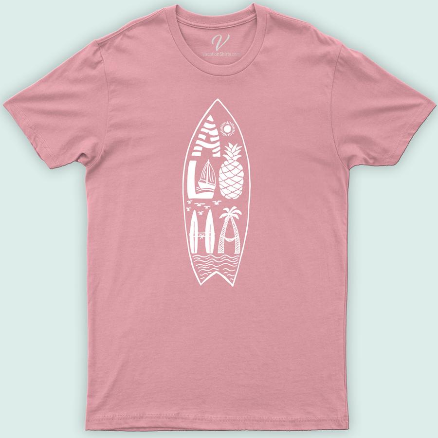 Aloha Surfboard Hawaii Calligraphy Tee Hawaii Vacation Shirts Embrace the Aloha spirit with our Hawaiian Surfboard T-Shirt, featuring exquisite Aloha calligraphy and a vibrant surfboard graphic. Crafted for surf enthusiasts and beach lovers, this Aloha Beachwear is a testament to Hawaii's rich surf culture. Dive into tropical vibes with this essential Hawaiian Calligraphy Shirt, your perfect surf culture clothing companion.