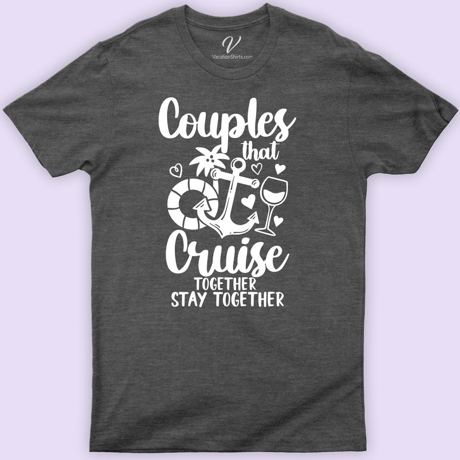 Together Forever Cruise Couple Tee - VacationShirts Couples Cruise Shirts Embark on a romantic journey with the Together Forever Cruise Couple Tee from VacationShirts.com. Perfect for honeymoons, anniversaries, or any love-filled getaway, these matching vacation tees feature customizable designs, embodying the spirit of adventure and togetherness. Celebrate your love on the high seas with this nautical-inspired, personalized couples' vacationwear.