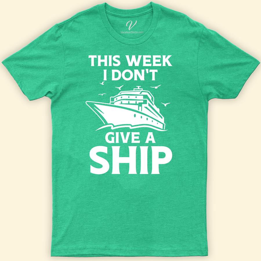 Carefree Voyage Week Tee - Don't Give A Ship! Cruise Vacation Shirts Set sail in style with the Carefree Voyage Week Tee - Don't Give A Ship! from VacationShirts.com. Perfect for cruise enthusiasts, this funny cruise shirt blends nautical themes with travel humor. Crafted for comfort and maritime fashion, it's the ultimate vacation apparel for your next ocean voyage. Embrace carefree vibes today!