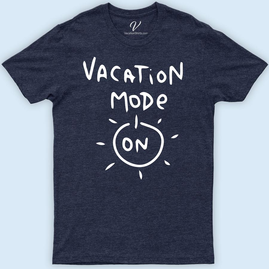 Vacation Mode On Calligraphy Tee Vacation Shirts Embrace your wanderlust with our Vacation Mode On Calligraphy Tee! Perfect for beach getaways or city adventures, this summer calligraphy top features unique, hand-drawn designs that scream relaxation and holiday spirit. Whether you're in travel or tropical vacation mode, this shirt is your go-to for stylish, laid-back vibes.