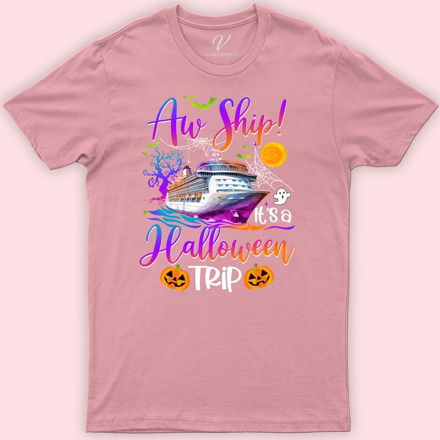 Aw Ship! Exclusive Halloween Cruise Tee by VacationShirts Halloween Cruise Shirts Set sail in spooky style with the Aw Ship! Exclusive Halloween Cruise Tee from VacationShirts.com. This unique nautical Halloween shirt blends eerie elegance with cruise comfort, making it the perfect addition to your themed cruise wear. Embrace the holiday spirit on the high seas with this exclusive Halloween sailing tee, designed for those who love to celebrate in style. Don't just join the party, anchor it with our Halloween vacation clothing!
