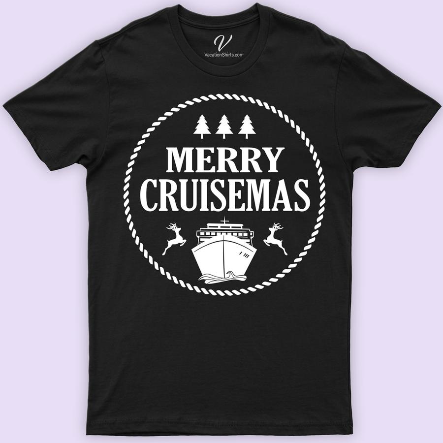 Merry Cruisemas Vacation Tee: Soft Xmas Cruise Shirt Christmas Cruise Shirts Celebrate the holidays at sea with our Merry Cruisemas Vacation Tee! This soft Xmas cruise shirt from VacationShirts.com combines festive cheer with nautical flair. Perfect for the whole family, it's the ultimate in holiday cruise apparel, making your tropical Christmas and cruise vacation unforgettable. Don the spirit of Merry Cruisemas!