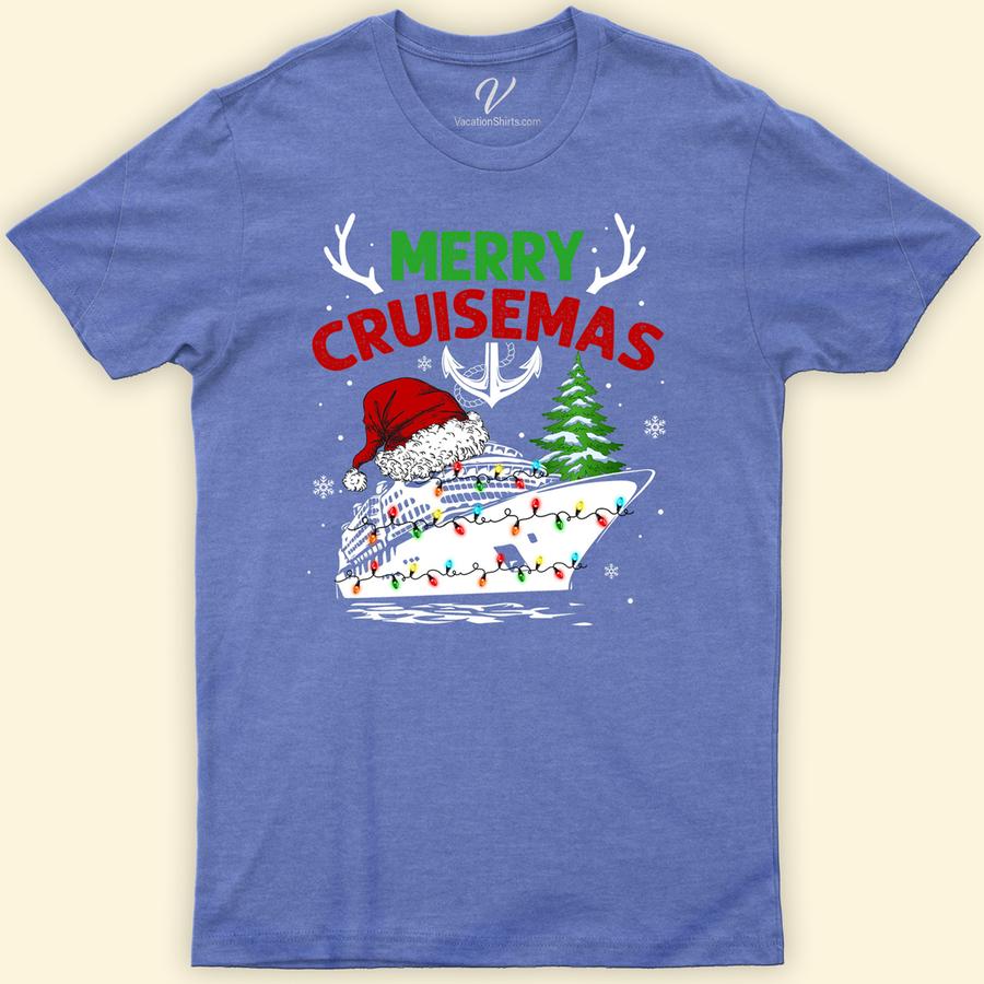 Glam Marry Cruisemas Tee from VacationShirts Christmas Cruise Shirts Celebrate the holidays in style with our Glam Marry Cruisemas Tee from VacationShirts.com! Perfect for family cruises, this festive cruise wear blends nautical charm with holiday spirit. Featuring unique tropical Christmas designs, it's the ultimate choice for Christmas vacation t-shirts. Make merry memories in our Merry Cruisemas T-shirts!