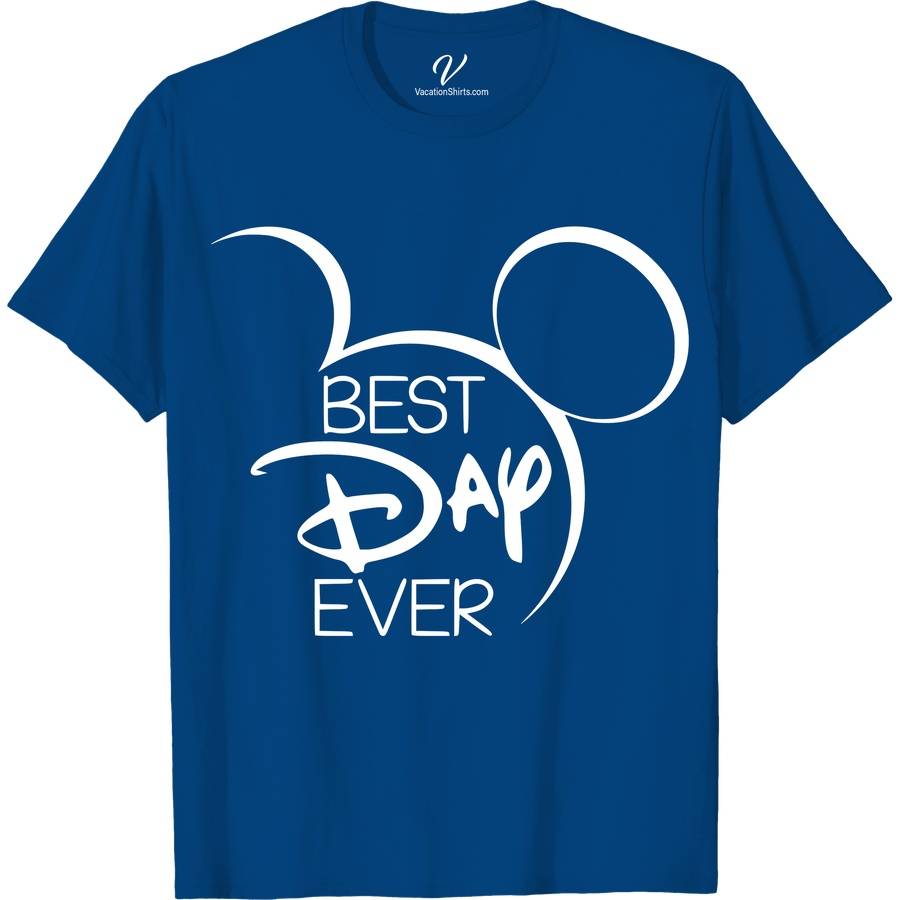 Best Day Ever Shirt Disney Vacation Shirts Experience the magic with our Best Day Ever Shirt from VacationShirts.com! Perfect for Disney vacations, this customizable tee lets your family match in style. Celebrate in comfort with our theme park-friendly apparel, featuring a vibrant Happy Day graphic. Personalize for any occasion, ensuring your day out is filled with positive vibes.