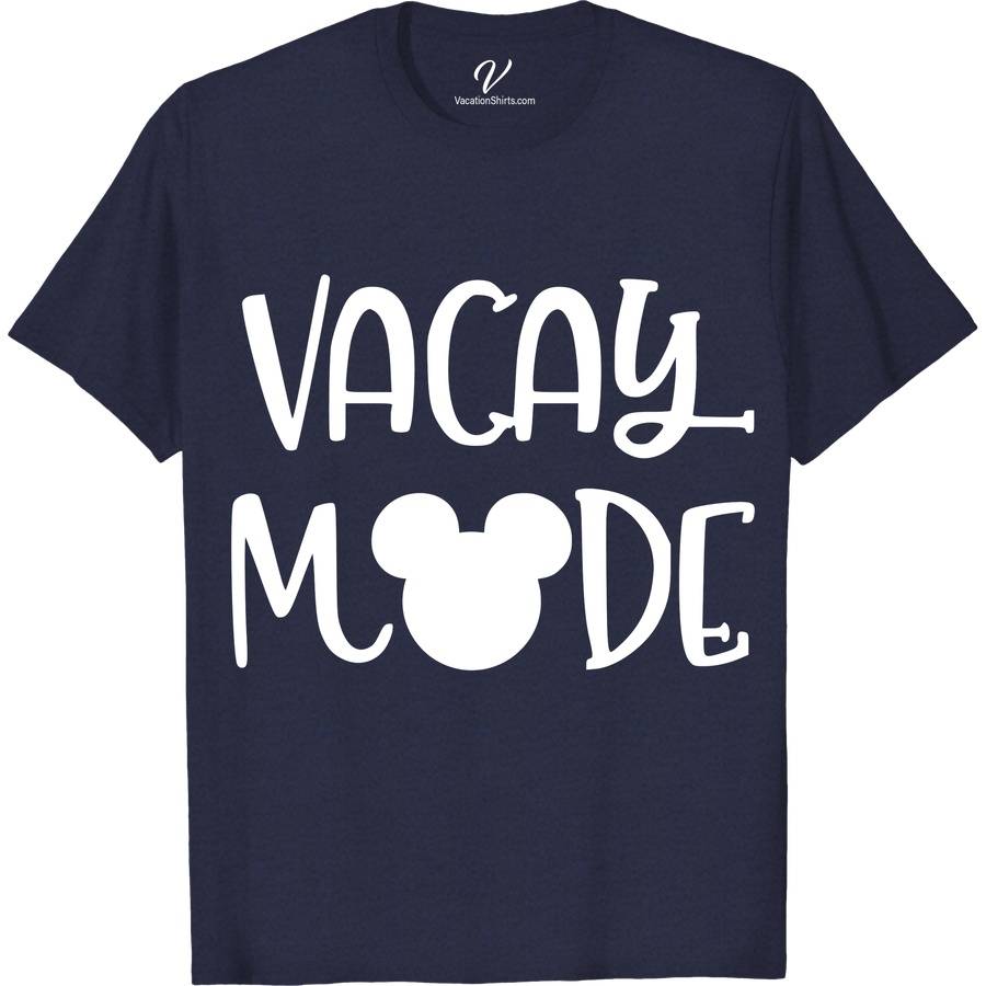 Vacay Mode Shirt Disney Vacation Shirts Dive into relaxation with our Vacay Mode Shirt from VacationShirts.com! Perfect for tropical getaways, beach holidays, or cruising in style, this summer travel top blends humor with resort wear chic. Ideal for family vacations or matching group outfits, it's your go-to tee for embodying the essence of vacation relaxation.