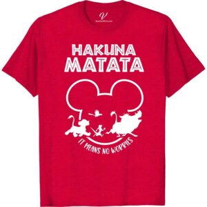 Hakuna Matata Mickey Shirt Disney Vacation Shirts Discover the magic with our Hakuna Matata Mickey Shirt, blending the iconic Mickey Mouse with the adventurous spirit of Lion King. Perfect for Disney family shirts, this unique Mickey Lion King crossover apparel brings joy to both adults and kids. Embrace your Disney vacation in style with our enchanting tees!