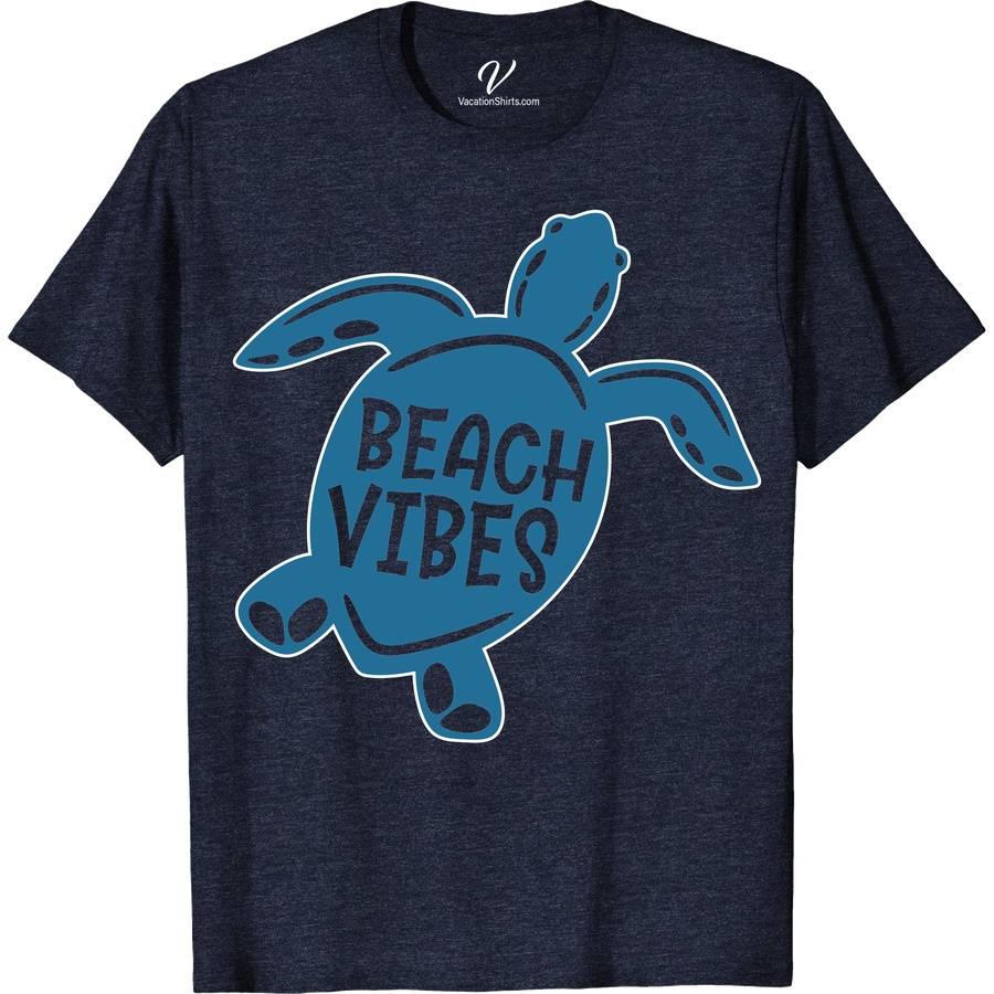Turtle Beach VIbes Shirt Beach Vacation Shirts Dive into summer with the Turtle Beach Vibes Shirt from VacationShirts.com. This ocean-inspired tee, featuring a captivating sea turtle graphic, embodies coastal fashion at its finest. Perfect for beach parties or casual outings, it's your go-to for island style and tropical shirts online. Embrace the essence of beachwear fashion today!