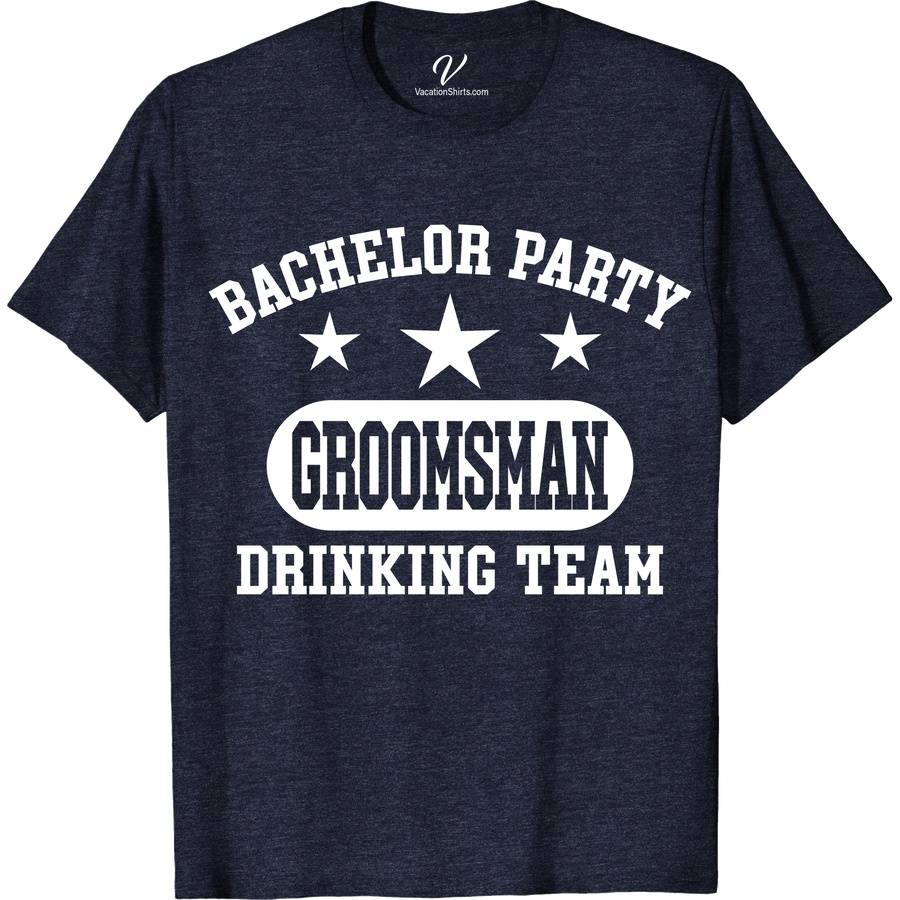 Drinking Team Groomsman Wedding Shirt Wedding Vacation Shirts Elevate your bachelor party with our Drinking Team Groomsman Wedding Shirt from VacationShirts.com! Perfect for the groom squad, these funny, personalized groomsman gifts feature custom options for a unique touch. Ideal for matching wedding party attire, they're the ultimate proposal shirts. Celebrate in style with our best man beer tees!