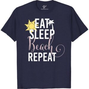 Eat Sleep Beach Repeat Shirt Beach Vacation Shirts Dive into summer with VacationShirts.com's "Eat Sleep Beach Repeat" shirt! Perfect for beach lovers, this ocean-themed tee embodies coastal wear at its finest. Crafted for beach vacations, tropical getaways, and seaside parties, it's the ultimate in surf-style, casual beachwear. Embrace beach life apparel and make every day a vacation.