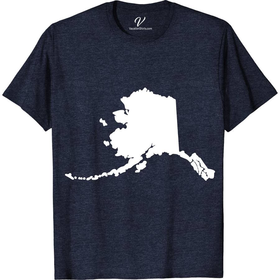 Alaska State Shape Map Tee Alaska Vacation Shirts Discover your love for the Last Frontier with our Alaska State Shape Map Tee. Featuring a striking Alaska outline, this graphic tee celebrates state pride with a unique Alaska state silhouette design. Perfect as a souvenir or themed clothing, it embodies Alaska's spirit, making it a must-have for any Alaska enthusiast.
