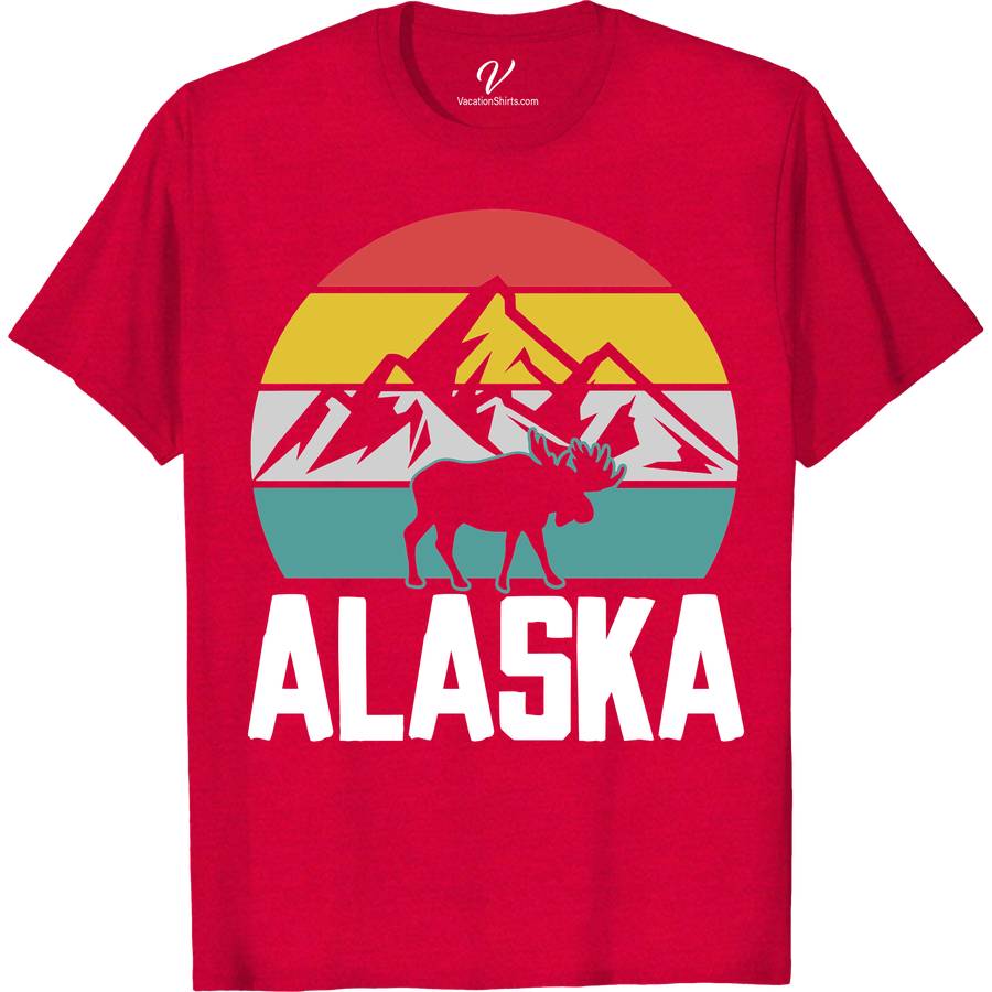 Alaska Mountains Moose Tee Alaska Vacation Shirts Discover the wild with our Alaska Mountains Moose Tee from VacationShirts.com. Featuring a stunning moose graphic amidst majestic mountains, this nature-inspired tee captures the essence of Alaska's wildlife. Perfect for outdoor adventurers and a must-have Alaska souvenir, our moose mountain apparel combines comfort with the spirit of nature.
