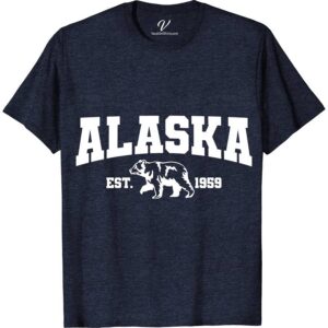 Alaska Bear College Tee Alaska Vacation Shirts Embrace the wild spirit of Alaska with our Alaska Bear College Tee! Featuring an eye-catching bear graphic, this T-shirt blends Alaska wildlife apparel charm with university pride. Perfect for students and alumni, it's a must-have piece of Alaska themed clothing that doubles as a stylish souvenir. Elevate your campus fashion today!