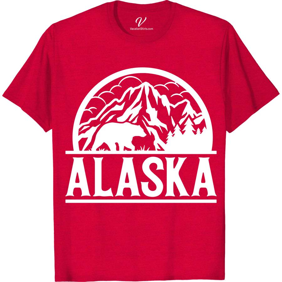Alaska Mountains Bear Nature Tee Alaska Vacation Shirts Discover the wild with our Alaska Mountains Bear Nature Tee from VacationShirts.com. Crafted for the eco-conscious adventurer, this eco-friendly outdoor wear features a stunning bear nature design, inspired by Alaska's majestic mountains and wildlife. Perfect for hiking or any outdoor adventure, it's a must-have for wilderness and wildlife conservation enthusiasts.