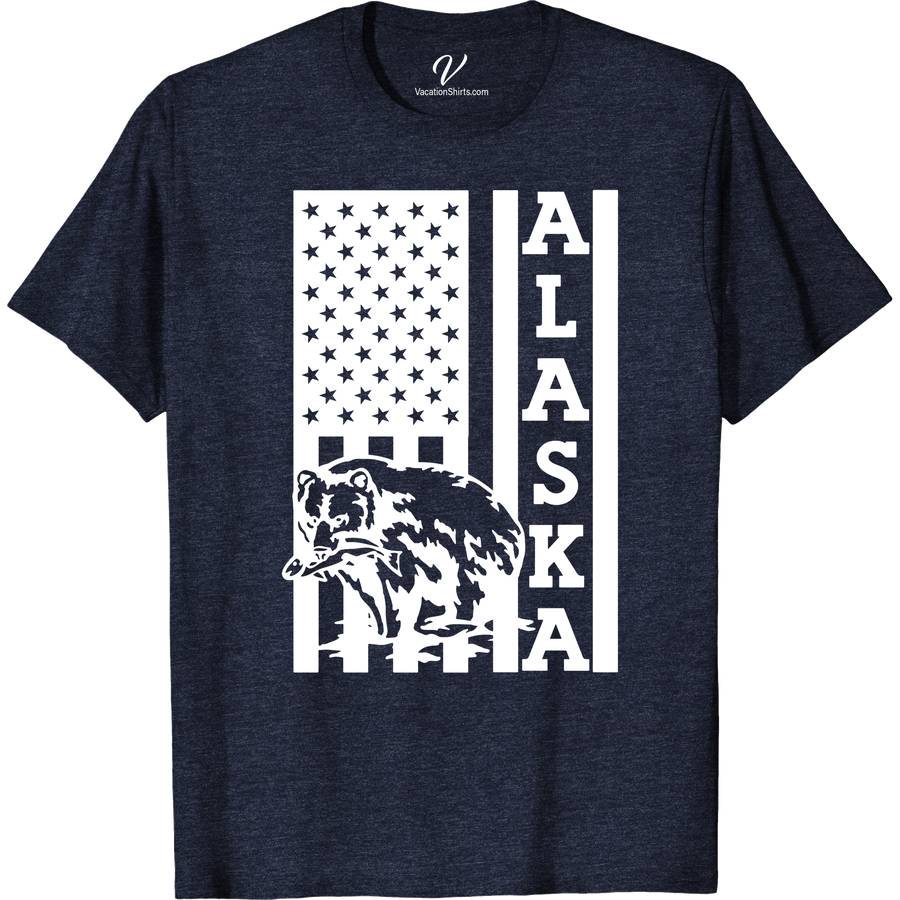 Alaska USA Flag Bear Nature Tee Alaska Vacation Shirts Discover the spirit of the wild with our Alaska USA Flag Bear Nature Tee. Perfect for bear lovers and hiking enthusiasts, this nature-inspired tee blends patriotic pride with wilderness allure. Featuring a striking American flag wildlife graphic, it's the ultimate outdoor adventure apparel and a memorable Alaska souvenir. Ideal for any adventure!