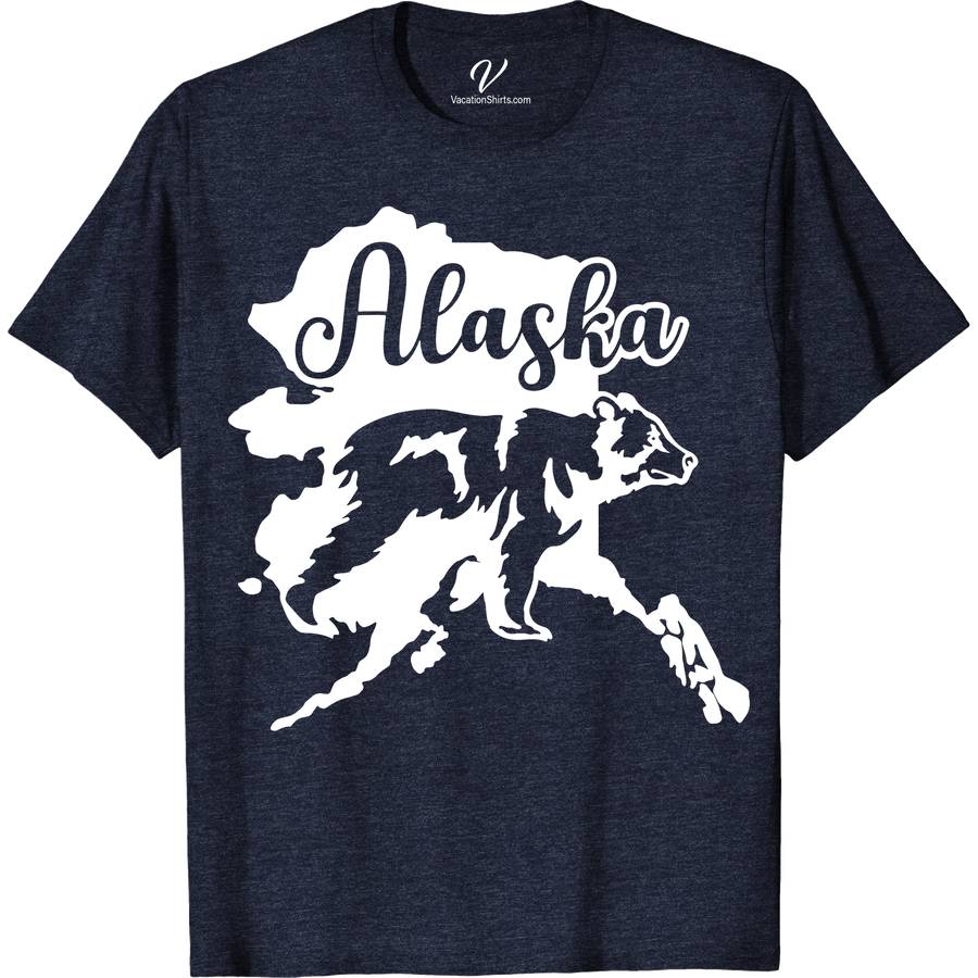 Alaska Calligraphy Bear State Tee Alaska Vacation Shirts Discover the essence of the wild with our Alaska Calligraphy Bear State Tee. Featuring an exquisite Alaskan bear calligraphy design, this shirt blends Alaska-themed clothing with nature-inspired wear. Perfect for outdoor adventurers, it's a must-have addition to your Alaska wildlife t-shirts collection. Embrace your love for nature in style!
