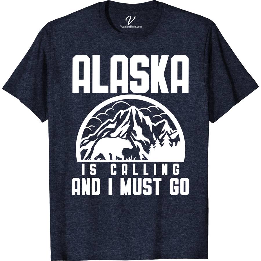 Alaska Is Calling And I Must Go Nature Tee Alaska Vacation Shirts Embrace the wild with our Alaska Is Calling And I Must Go Nature Tee. Perfect for nature lovers and adventurers, this eco-friendly outdoor wear features stunning Alaska wildlife and wilderness graphics. Ideal for hiking or as a memorable Alaska vacation souvenir, it's a must-have in your explore Alaska clothing collection.
