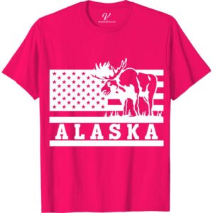 Alaska USA Flag Moose Tee Alaska Vacation Shirts Discover the ultimate Alaska USA Flag Moose Tee, blending patriotic pride with Alaska's majestic wildlife. This striking Moose Graphic Tee showcases a unique American Flag Moose design, perfect for Moose Lover Gifts and Alaska Souvenir Shirt enthusiasts. Embrace your love for Alaska Themed Apparel and Patriotic Animal T-Shirts with this iconic piece.