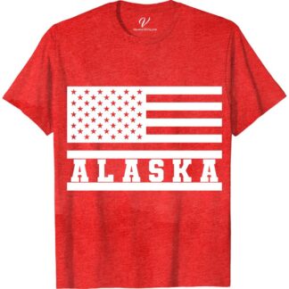 Alaska USA Flag Font Tee Alaska Vacation Shirts Showcase your Alaskan pride with our Alaska USA Flag Font Tee! This patriotic Alaska tee merges the iconic American flag with Alaska's spirit, creating a unique Alaska USA flag design. Perfect for those who cherish American pride and the Alaskan way, this shirt is a must-have in patriotic American apparel.