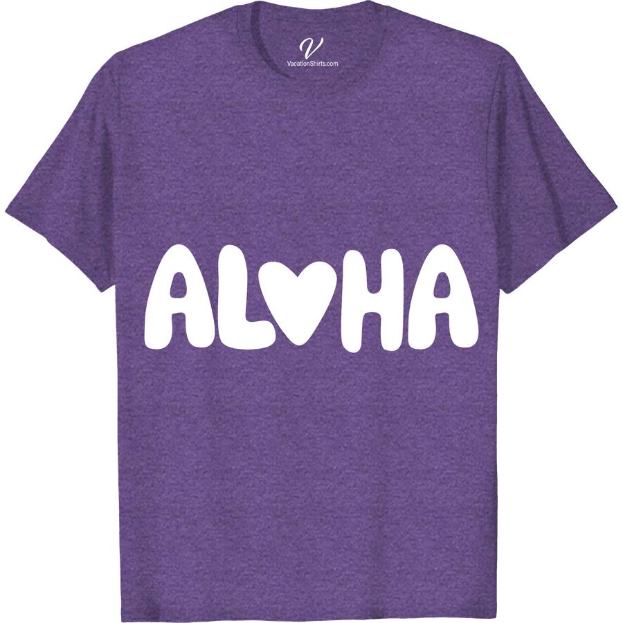 Aloha Heart Hawaii Vacation Tee Hawaii Vacation Shirts Discover the essence of paradise with our Aloha Heart Hawaii Vacation Tee. Crafted for those who carry the Aloha spirit, this Hawaiian Beach Apparel merges tropical t-shirt design with the warmth of Hawaiian vacation clothing. Embrace the heart of Hawaii in every stitch of this Aloha Heart T-Shirt, your perfect tropical island companion.