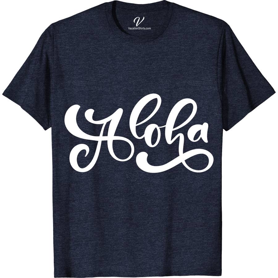 Aloha Wavy Calligraphy Hawaii Tee Hawaii Vacation Shirts Embrace the Aloha spirit with our Hawaii Tee, featuring unique wavy calligraphy that captures the essence of Hawaiian Islands. This Aloha Shirt Calligraphy design blends tropical calligraphy clothing charm with beach style typography, making it the perfect Hawaiian tee design for any Aloha beachwear enthusiast. Dive into casual Hawaii calligraphy top elegance today!