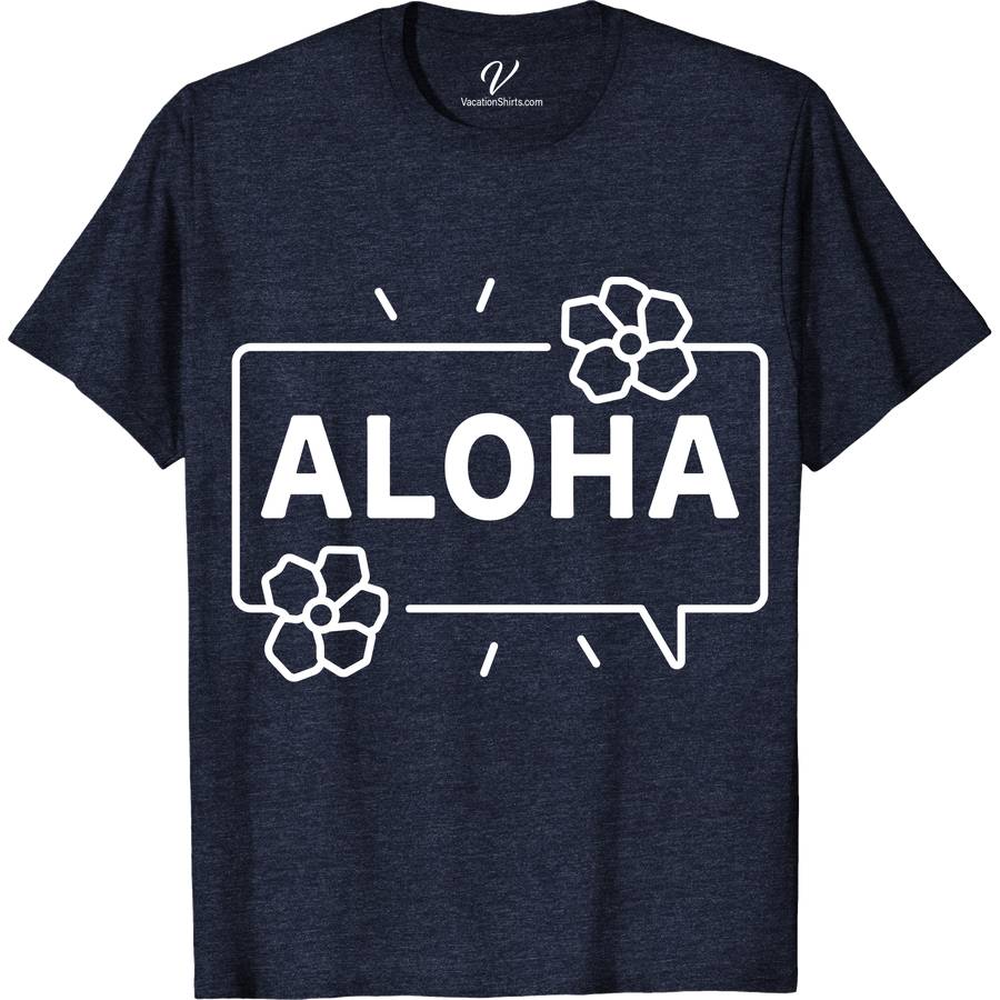 Aloha Text Bubble Hawaii Tee Hawaii Vacation Shirts Embrace the Aloha spirit with our Aloha Text Bubble Hawaii Tee from VacationShirts.com. This tropical tee, featuring a unique Hawaiian text bubble design, embodies island style. Perfect as beachwear or casual Hawaiian tee, it's the ultimate piece of Hawaiian vacation apparel. Feel the Aloha spirit in every wear!