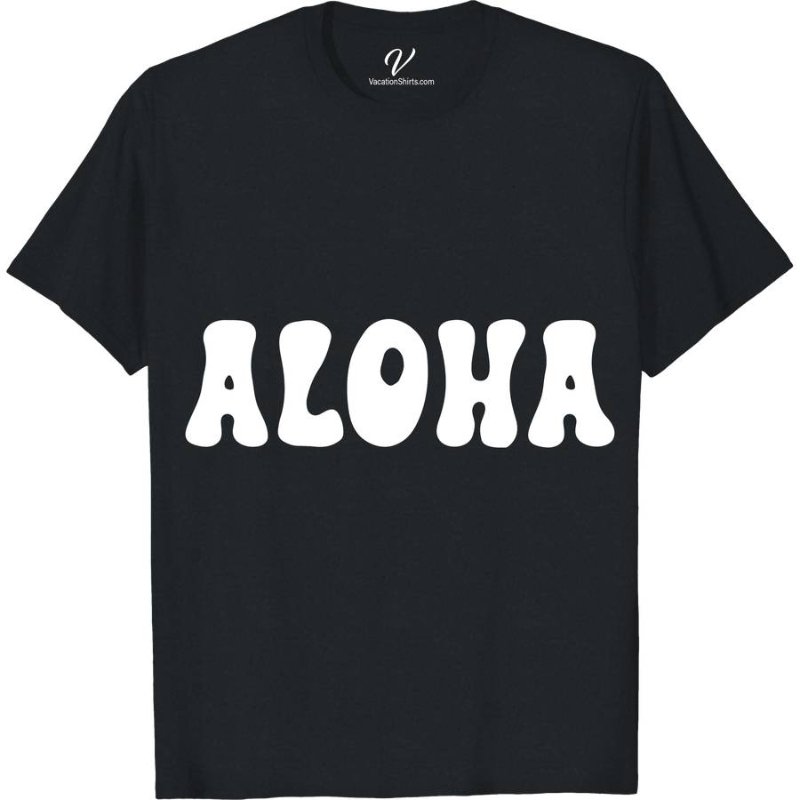 Aloha Hawaii Calligraphy Groovy Tee Hawaii Vacation Shirts Embrace the Aloha spirit with our Aloha Hawaii Calligraphy Groovy Tee! This vintage-inspired, tropical calligraphy top from VacationShirts.com features a unique retro Hawaii tee design, blending island calligraphy clothing charm with beach style. Perfect for those who love Hawaiian Aloha apparel, it's a must-have for your groovy Hawaii t-shirt collection.