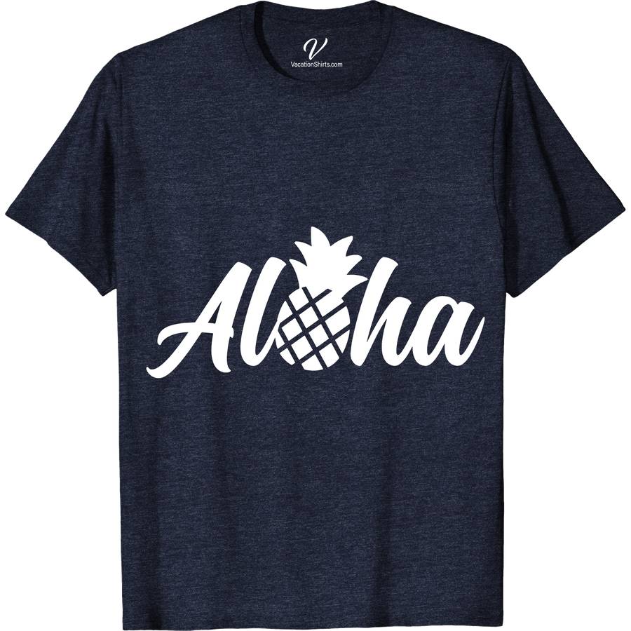 Aloha Pineapple Hawaii Calligraphy Tee Hawaii Vacation Shirts Embrace the spirit of the islands with our Aloha Pineapple Hawaii Calligraphy Tee from VacationShirts.com. This Hawaiian-style t-shirt blends tropical calligraphy apparel charm with a vibrant pineapple graphic tee design. Perfect as aloha beachwear, it's a must-have for lovers of Hawaiian calligraphy fashion and tropical pineapple clothing.