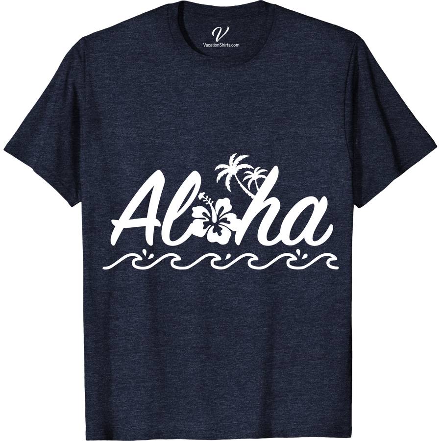 Aloha Hibiscus Waves Hawaii tee Hawaii Vacation Shirts Embrace the Aloha spirit with our Aloha Hibiscus Waves Hawaii Tee from VacationShirts.com. This Hawaiian beachwear masterpiece blends the iconic hibiscus flower with surf-style waves, embodying island life fashion. Perfect for any casual Hawaii outing, this tropical t-shirt design radiates Aloha spirit apparel charm. Dive into Hawaiian hibiscus clothing elegance today!