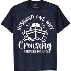 Couple's Cruise Adventure Tee - Husband & Wife Couples Cruise Shirts Embark on a romantic voyage with our Couple's Cruise Adventure Tee, the perfect matching set for husband and wife. Crafted for lovebirds setting sail, these tees blend nautical charm with adventure spirit. Ideal for anniversaries or simply celebrating your journey together, make every moment memorable in our stylish, comfortable cruise wear.