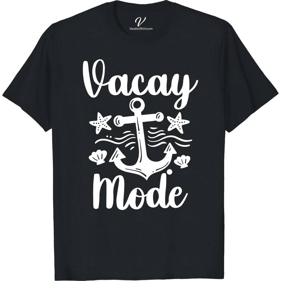 Vacay Mode: Nautical Anchor Cruise Tee from VacationShirts Cruise Vacation Shirts Dive into your getaway with the Vacay Mode: Nautical Anchor Cruise Tee from VacationShirts.com. Perfect for men and women, this ocean-inspired apparel blends comfort with style, featuring a striking anchor design. Ideal for beach vacations, sailing themes, or simply embracing cruise wear, it's a must-have in your vacation collection.