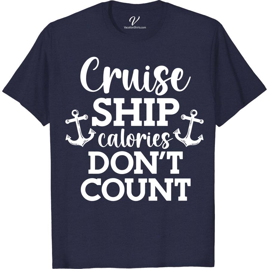 VacationShirts Cruise Calorie-Free Fun Tee Cruise Vacation Shirts Dive into your cruise adventure with our Calorie-Free Fun Tee from VacationShirts.com! Perfect for beach vacations or onboard festivities, this funny cruise t-shirt blends comfort with a nautical theme. Flaunt your tropical cruise wear with pride, making every moment memorable in our unique, laugh-inducing cruise party shirt.