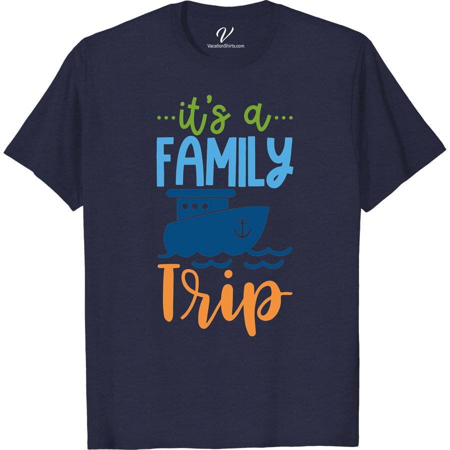Its A Family Trip Cruise Vacation Tee Family Cruise Shirts Embark on your family adventure in style with our "It's A Family Trip" Cruise Vacation Tee from VacationShirts.com. Perfect for group cruises, these matching family vacation tees are customizable, ensuring every member feels special. Crafted for comfort and memories, our personalized cruise wear is your go-to for unforgettable family sailing trips.