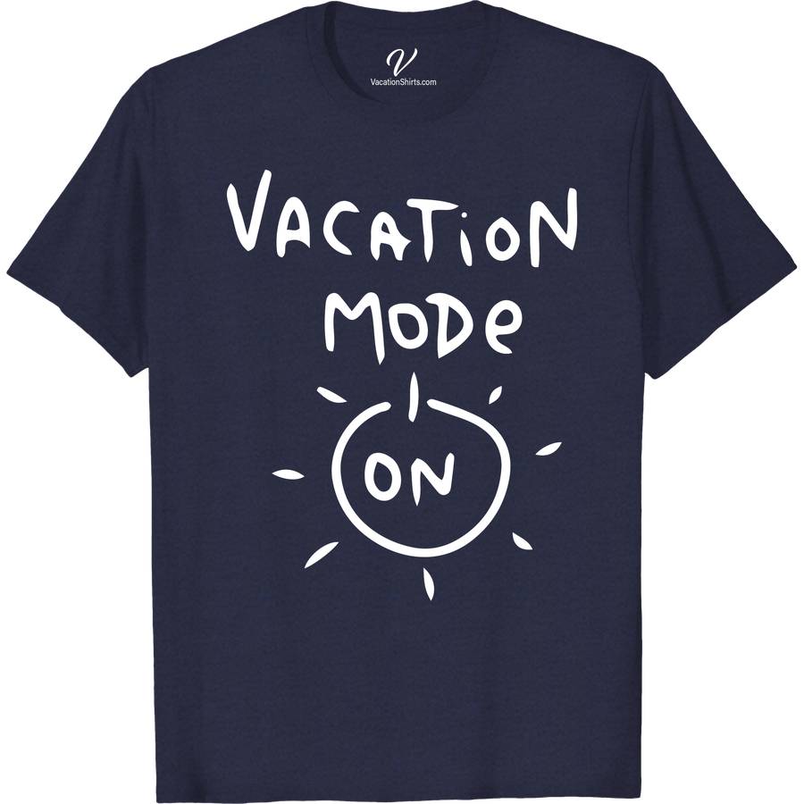 Vacation Mode On Calligraphy Tee Vacation Shirts Embrace your wanderlust with our Vacation Mode On Calligraphy Tee! Perfect for beach getaways or city adventures, this summer calligraphy top features unique, hand-drawn designs that scream relaxation and holiday spirit. Whether you're in travel or tropical vacation mode, this shirt is your go-to for stylish, laid-back vibes.