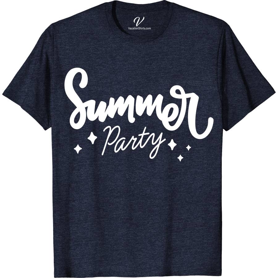 Summer Party Vacation Beach Tee Beach Vacation Shirts Dive into summer with our Summer Party Vacation Beach Tee from VacationShirts.com! Perfect for any beach bash, this tropical vacation apparel features vibrant summer tee designs, making it a must-have in your beachwear collection. Embrace the coastal party vibe with this ocean-themed shirt, your go-to for every beach holiday top need.