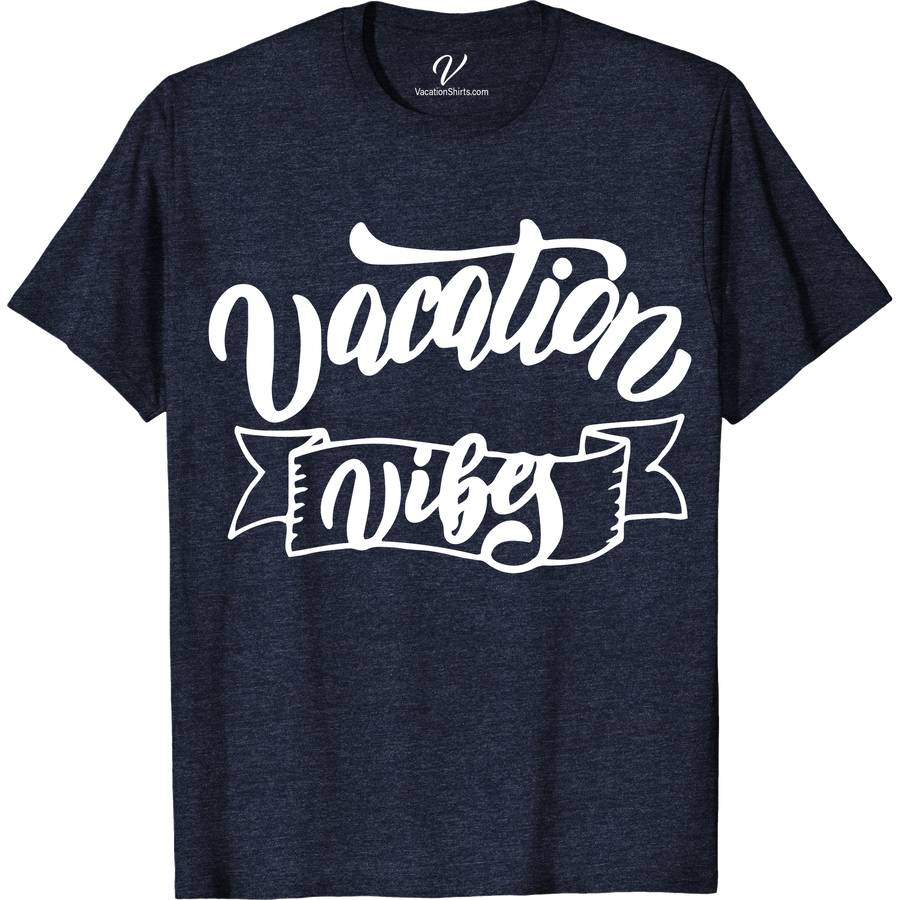 Vacation Vibes Banner Summer Tee Vacation Shirts Embrace summer with the Vacation Vibes Banner Summer Tee from VacationShirts.com. This lightweight, tropical tee design features cool, travel-themed graphics perfect for beach vibes or casual summer wear. Crafted for comfort and style, it's the ultimate addition to your summer fashion tops and holiday graphic tees collection.